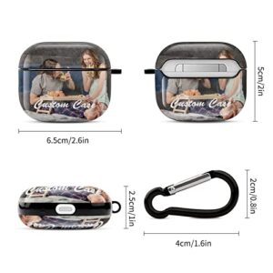 Personalized Name Photo Headphone Cover Compatible with AirPod 3rd, with Keychain, Personalized Gift for Boys Girls Kids Women Men, Shock Absorption Hard Opaque