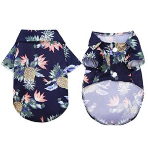 8 Pieces Hawaii Style Floral Dog Shirt Pet Summer T-Shirts Sweat Hawaiian Printed Pet Clothes,Breathable Cool Clothes Beach Seaside Puppy Shirt for Small Dogs (Large)