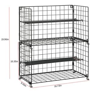 Mug Rack Cup Holder Rack - 4 Tier Stackable Water Bottle Holder Storage for Cabinet Countertop Cupboard Pantry Organization Shelf & Coffee Cup Holder Wall Mounted, Metal Black