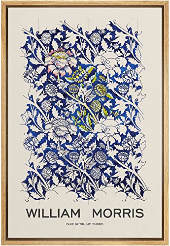 wall26 Framed Canvas Print Wall Art Blue Floral Tapestry by William Morris Nature Wilderness Illustrations Fine Art Farmhouse/Country Decorative for Living Room, Bedroom, Office - 16"x24" Natural