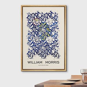 wall26 Framed Canvas Print Wall Art Blue Floral Tapestry by William Morris Nature Wilderness Illustrations Fine Art Farmhouse/Country Decorative for Living Room, Bedroom, Office - 16"x24" Natural