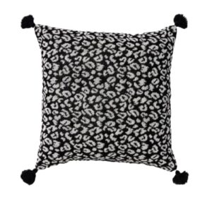 textured woven animal pattern square throw pillow black/cream