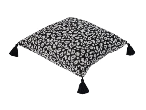 Textured Woven Animal Pattern Square Throw Pillow Black/Cream