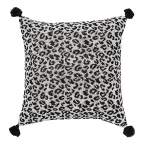 Textured Woven Animal Pattern Square Throw Pillow Black/Cream