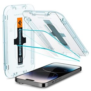 spigen tempered glass screen protector [glastr ez fit] designed for iphone 14 pro [case friendly] - sensor protection / 2 pack