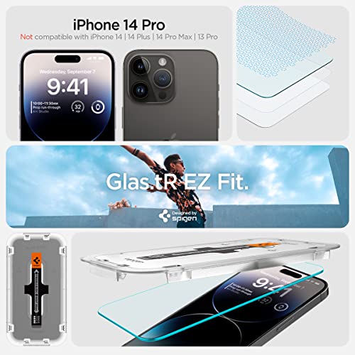 Spigen Tempered Glass Screen Protector [GlasTR EZ FIT] designed for iPhone 14 Pro [Case Friendly] - Sensor Protection / 2 Pack