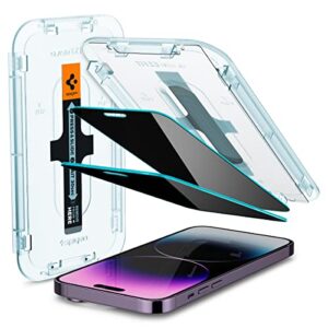 Spigen Tempered Glass Screen Protector [GlasTR EZ FIT - Privacy] Designed for iPhone 14 Pro Max [Case Friendly] - 2 Pack