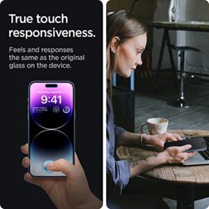 Spigen Tempered Glass Screen Protector [GlasTR EZ FIT - Privacy] Designed for iPhone 14 Pro Max [Case Friendly] - 2 Pack