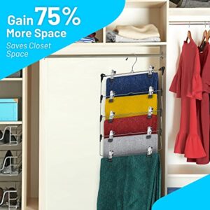 5-Tier Skirt Hangers with Clips (3 PK) Pant Hangers Space Saving Multiple Hangers in one Clothes Hangers with Clips Multiple Pants Hangers for Closet Bottom Hangers Metal Pants Hangers with Clips