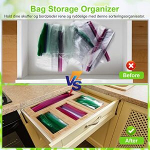 Ziplock Bag Storage Organizer,Food Storage Bag Holders,Bamboo Baggie Organizer for Kitchen,Compatible with Ziploc Quart Sandwich Gallon,Snack Variety Size Bags Foil Wrap Organizer for Drawer（4 pack）