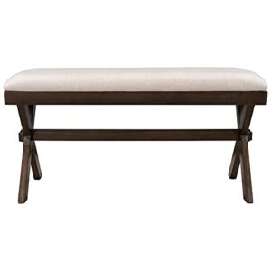 wood kitchen upholstered dining bench, table bench, entryway bench, bedroom bench for end of bed for living room, 250 lbs weight capacity (brown)