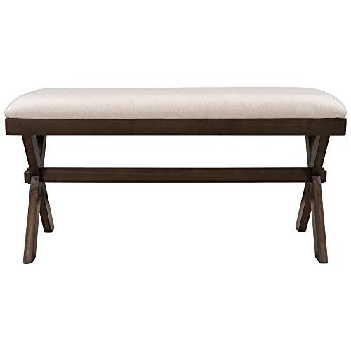 Wood Kitchen Upholstered Dining Bench, Table Bench, Entryway Bench, Bedroom Bench for End of Bed for Living Room, 250 Lbs Weight Capacity (Brown)