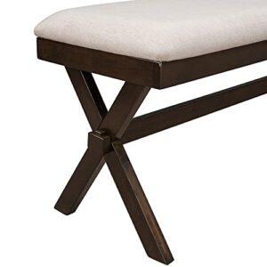 Wood Kitchen Upholstered Dining Bench, Table Bench, Entryway Bench, Bedroom Bench for End of Bed for Living Room, 250 Lbs Weight Capacity (Brown)