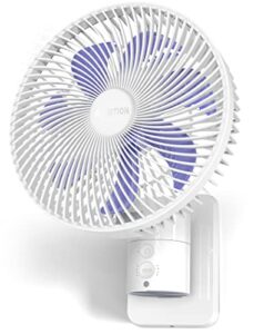 airbition 8” small wall mount fan with remote control, 90°oscillating, 4 speeds, timer, included 120° adjustable tilt, high velocity, 70inch cord, for rv bedroom home office garage