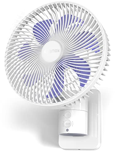 Airbition 8” Small Wall Mount Fan with Remote Control, 90°Oscillating, 4 Speeds, Timer, Included 120° Adjustable Tilt, High Velocity, 70Inch Cord, for RV Bedroom Home Office Garage