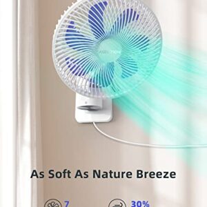 Airbition 8” Small Wall Mount Fan with Remote Control, 90°Oscillating, 4 Speeds, Timer, Included 120° Adjustable Tilt, High Velocity, 70Inch Cord, for RV Bedroom Home Office Garage