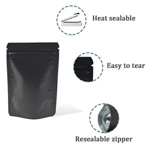 Stand-Up Resealable Heat Seal Bags 3.55mil Thick Mylar Frosted Black Foil Sealed Bags 50 Pieces 3.35x5.1 inch for Zip Packaging Lock Food Storage Pouch