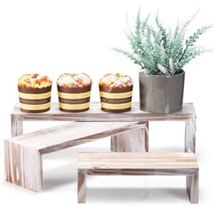 set of 3 wood cake display riser stands rustic cupcake stand vintage dessert donut stand white wooden cake stands food display stands for party food service display risers for wedding table craft