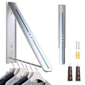 xivba clothes drying rack retractable clothes drying rack, space saving wall mounted folding aluminum clothes rack in laundry, closet storage organization, easy installation indoor/outdoor, silver