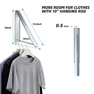 XIVBA Clothes Drying Rack Retractable Clothes Drying Rack, Space Saving Wall Mounted Folding Aluminum Clothes Rack in Laundry, Closet Storage Organization, Easy Installation Indoor/Outdoor, Silver