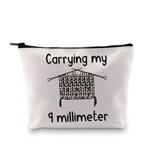 jxgzso knitting storage bag carrying my 9 millimeter crochet makeup bag knit gift for knitter lover