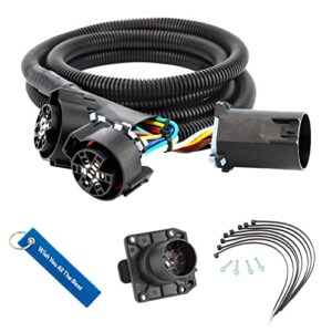 truck bed 7-foot 7-pin trailer wiring harness extension compatible with chevy, dodge, ford, gmc, toyota vehicles - silverado 1500 2500 3500, ram, f-150 250 350, sierra, tundra # 56070