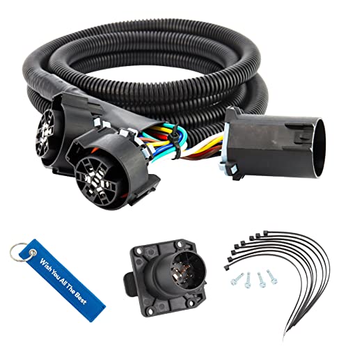 Truck Bed 7-Foot 7-Pin Trailer Wiring Harness Extension Compatible with Chevy, Dodge, Ford, GMC, Toyota Vehicles - Silverado 1500 2500 3500, Ram, F-150 250 350, Sierra, Tundra # 56070