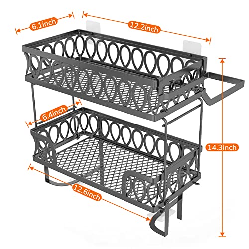 CAEKAIGTA Over The Toilet Storage Shelf, Bathroom Over Toilet Storage Shelf, 2 Tier Above Toilet Storage with Toilet Paper Holder, No Drilling with Wall Mounting Design, Space Saver (Black)