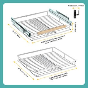 FESDOS Roll-Out Extendable Sliding Basket Pull-Out Cabinet Organizer Slide Out Pantry Shelves Cabinet Shelves for Kitchen, Under Sink, Bathroom, Wardrobe, Opening Size Required 16.1"-26.3", Set of 2