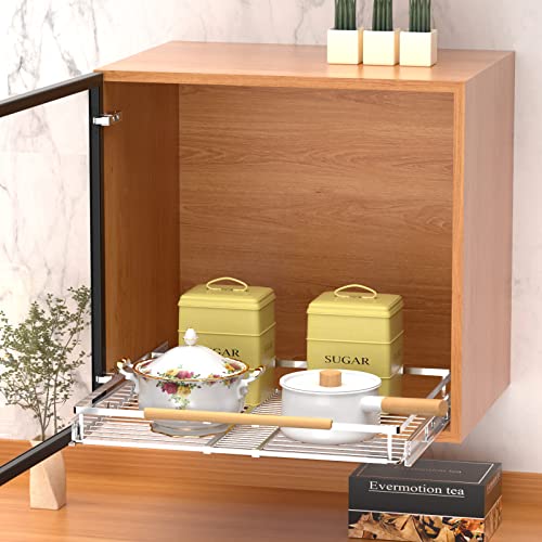 FESDOS Roll-Out Extendable Sliding Basket Pull-Out Cabinet Organizer Slide Out Pantry Shelves Cabinet Shelves for Kitchen, Under Sink, Bathroom, Wardrobe, Opening Size Required 16.1"-26.3", Set of 2