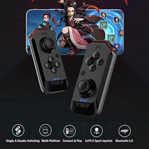 BEITONG H2 Bluetooth Wireless Game Controller, Single and Dual Switchable Phone Gamepad with Button Custom Function Press Gun Intelligently Support EMUI/Magic UI system/Android/iPhone (H2, Black&Red)