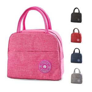hubako small portable cute lunch bag for kids, mini insulated children lunch box reusable student lunch tote bag with front pocket for boys girls, durable lunchbag for school picnic office work,pink