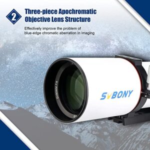 SVBONY SV550 APO Triplet Refractor, 80mm F6 OTA with 2.5 inches Micro-Reduction Rap Focuser, Astronomy Telescope Adults for Deep Sky Astrophotography and Visual