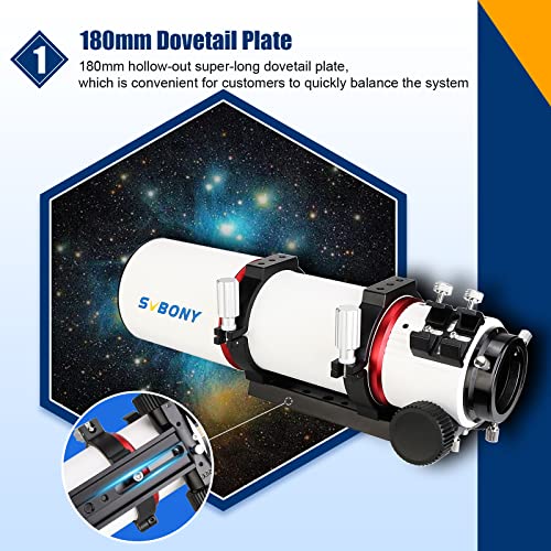SVBONY SV550 APO Triplet Refractor, 80mm F6 OTA with 2.5 inches Micro-Reduction Rap Focuser, Astronomy Telescope Adults for Deep Sky Astrophotography and Visual