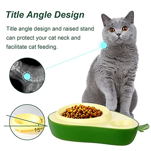 ZWMBYN Raised Cat Food Bowl and Automatic Water Dispenser Set, Avocado Gravity Cat Water Dispenser and Slow Feeder Dog Bowls, BPA-Free Self Feeding Cat Feeder for Dogs Cats Pets Animals, Green