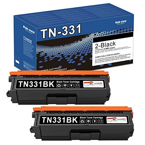 DOPHEN TN331BK TN-331 Black Toner Cartridge 2-Pack Compatible TN-331BK TN331 Black,TN331 Toner Black Replacement for HL-L8250CDN HL-L8350CDW HL-L8350CDWT MFC-L8600CDW MFC-L8850CDW