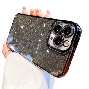 fycyko compatible with iphone 11 pro max case glitter luxury cute flexible plating cover camera protection shockproof phone case for women girl men design for iphone 11 pro max 6.5'' black