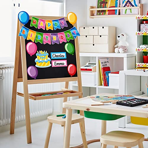 74 Pcs Happy Birthday Bulletin Board Set Includes Months Balloon Cut-Outs and Name Plates for Classroom Calendars Decor Wall Decorations