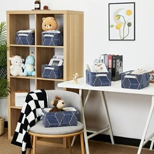 Neykioy Small Storage Baskets Shelf 6 Pack Baskets for Organizing, Decorative Baskets for Gifts Empty with Handles (11.8"L x 7.8"W x 5.1"H-Navy&White Stripes)