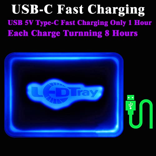 Led Rolling Tray-16 Colors Rechargeable-Usb C Fast Charging-Update-Light Up Glow Serving Tray Illuminate For Party,Bar (Glow tray(LED TRAY))