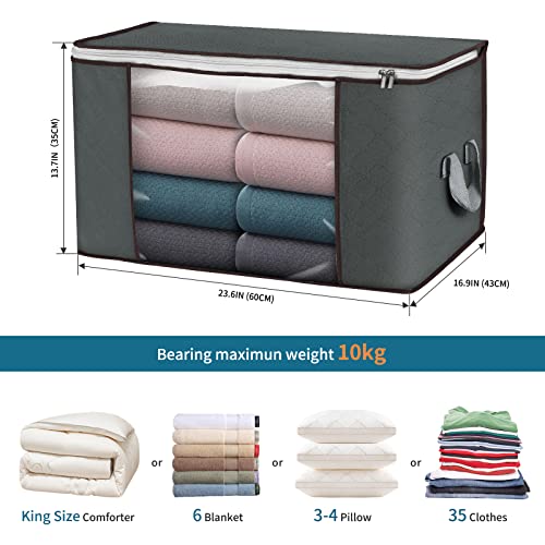 6 Pack Large Storage Bags 90L & 6 Pack Underbed Storage, Clothes Storage Bins Foldable Closet Organizers with Durable Handles with Clear Window for Clothes Pillow Blankets Bedding