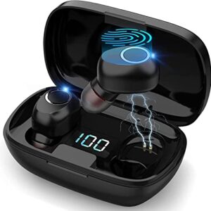 TYC True Wireless Earbuds, Ear Buds Wireless Bluetooth Earbuds with Microphone, Touch Control Earbud & Full in-Ear Headphones for Workout, Stereo Deep Bass IPX5 Waterproof Earbuds for iPhone Android