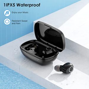 TYC True Wireless Earbuds, Ear Buds Wireless Bluetooth Earbuds with Microphone, Touch Control Earbud & Full in-Ear Headphones for Workout, Stereo Deep Bass IPX5 Waterproof Earbuds for iPhone Android