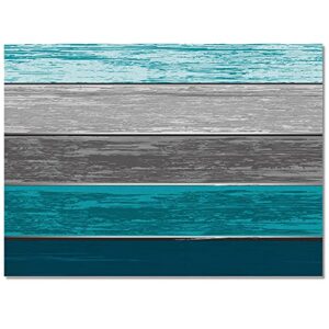 Teal Wood Grain Area Rugs Indoor Non-Slip Rectangle Rug 2.7x5 ft, Farmhouse Barn Teal Green Gray Plank Rug Rubber Backing Floor Mats Contemporary Home Decor Carpet for Entryway Living Room Bedroom