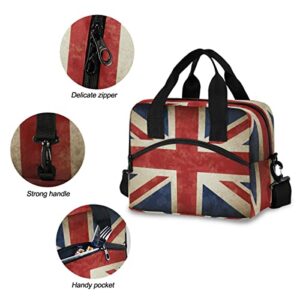 Insulated Lunch Bag for Women Men Vintage Uk England Flag Union Jack Lunch Box Reusable Lunch Cooler Bag Large Lunch Tote Bag for Work Picnic Travel School