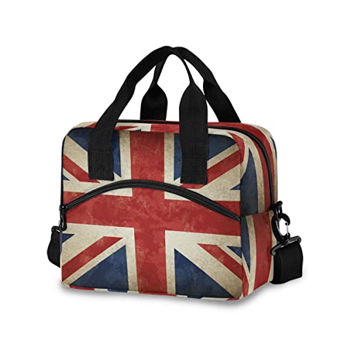 Insulated Lunch Bag for Women Men Vintage Uk England Flag Union Jack Lunch Box Reusable Lunch Cooler Bag Large Lunch Tote Bag for Work Picnic Travel School