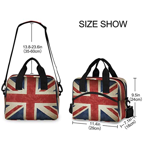 Insulated Lunch Bag for Women Men Vintage Uk England Flag Union Jack Lunch Box Reusable Lunch Cooler Bag Large Lunch Tote Bag for Work Picnic Travel School