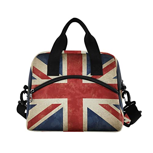 Insulated Lunch Bag for Women Men Vintage Uk England Flag Union Jack Lunch Box Reusable Lunch Cooler Bag Large Lunch Tote Bag for Work Picnic Travel School