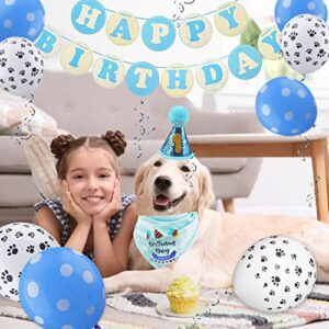 Dog Bandanas, Dog Birthday Party Supplies, Dog Birthday Bandanas, Pet Scarf Accessories, Pet Accessories for Dog Lovers, Dog Party Playsets for Small and Medium Dogs Blue…