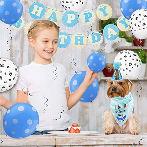 Dog Bandanas, Dog Birthday Party Supplies, Dog Birthday Bandanas, Pet Scarf Accessories, Pet Accessories for Dog Lovers, Dog Party Playsets for Small and Medium Dogs Blue…